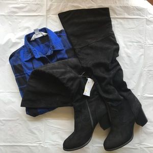 NWT - Black Over the Knee Boots w Heel